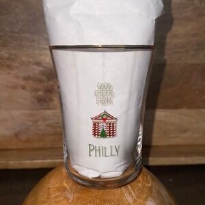 Anthropologie Holiday in the City Philly Liberty Bell Winter Glass Gold Rim